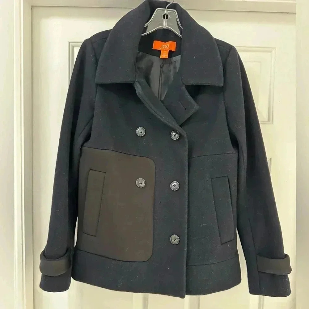 Joe Fresh Wool Blend Pea Coat Unique Texture Pocket Design‎ Size 4